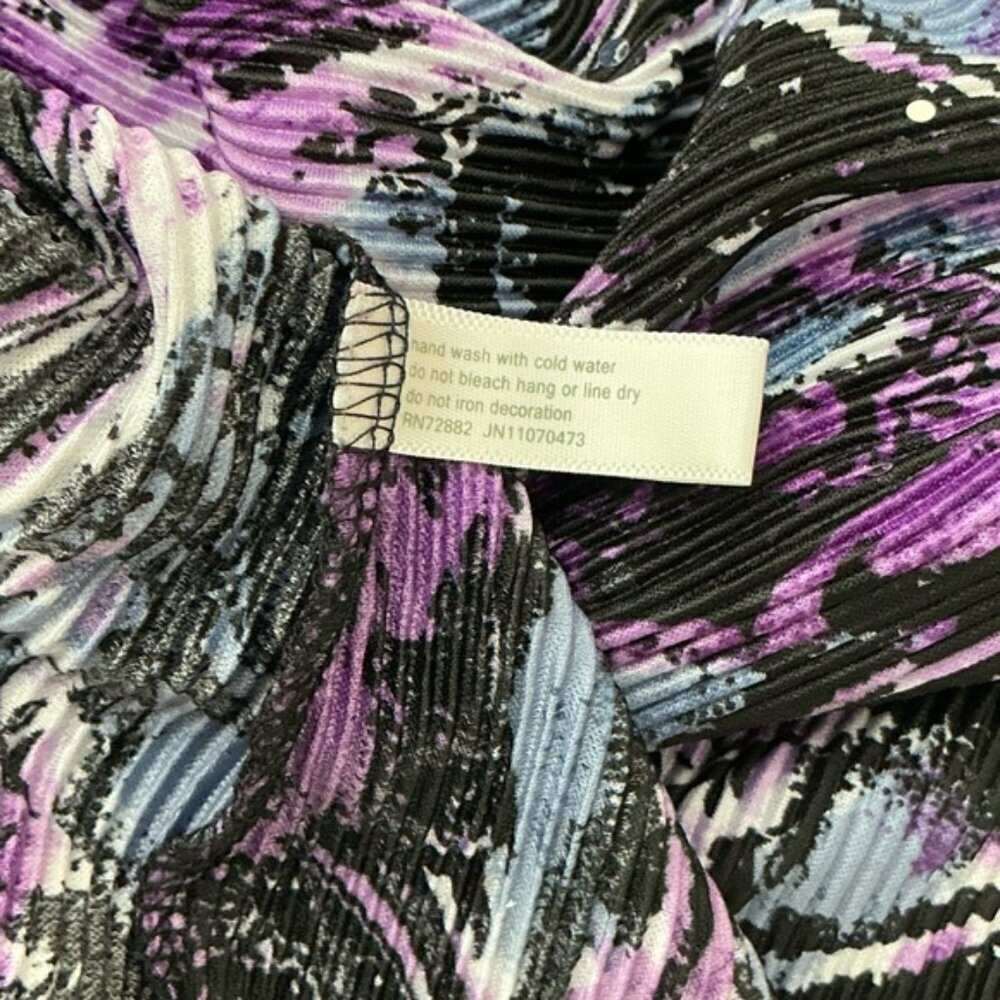 Essentials Sequin Top Beaded Flutter Sleeve Pullover Blouse Purple Teal Plus 3X - Picture 9 of 15